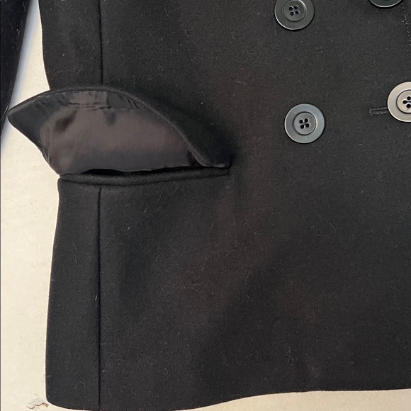 NILI LOTAN RED CUFF VIRGIN WOOL SHORT PEACOAT BLACK SIZE 6 - Picture 7 of 16